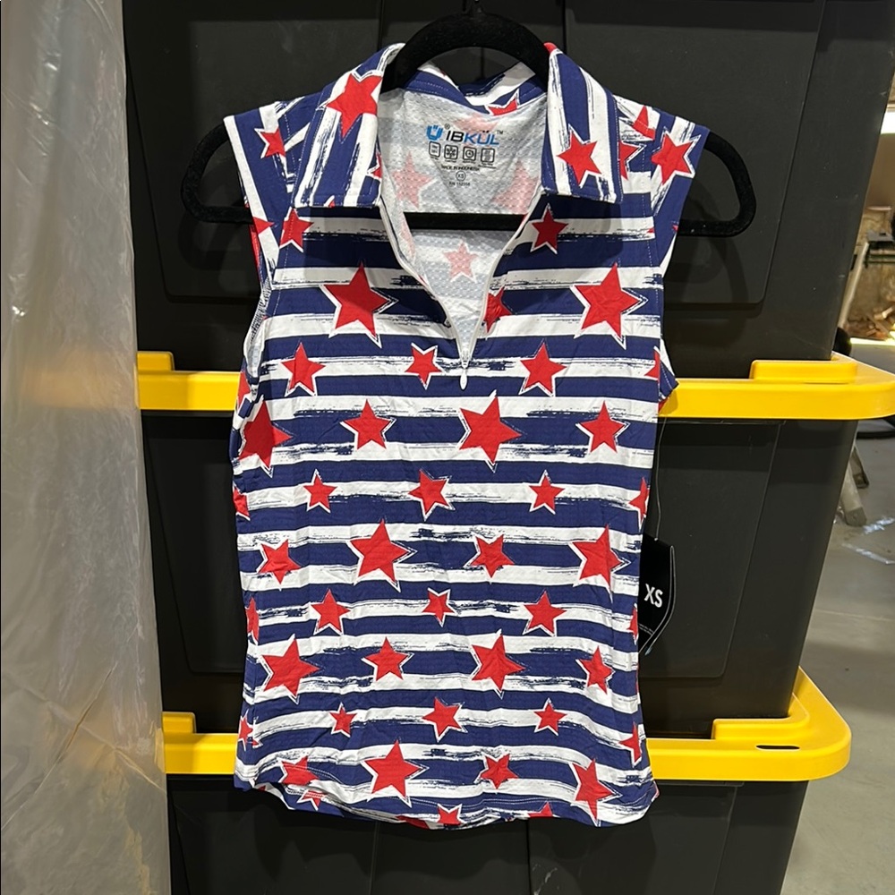 Star-Striped Sleeveless Shirt - Red, Blue, White